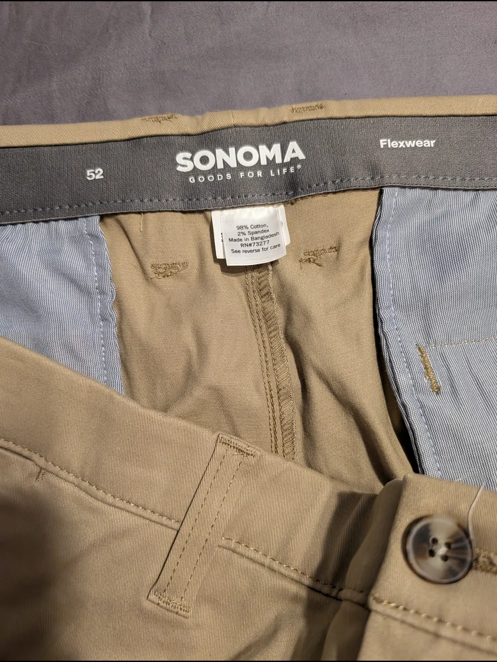 Sonoma Men's Tan Flat-Front Chino Shorts